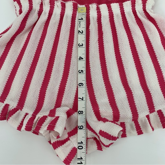 Vince Camuto NWT Girls' White & Pink Striped Waffle-knit Sleeveless Romper, 7 - Picture 13 of 16